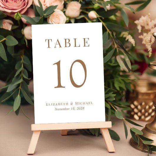 Eleganter Wedding Empfang Gold Tischnummer