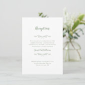 Eleganter Wedding Empfang Sage Green White Chic E Begleitkarte (Stehend Vorderseite)