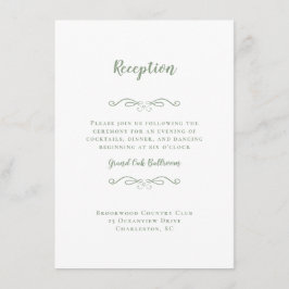 Eleganter Wedding Empfang Sage Green White Chic E Begleitkarte