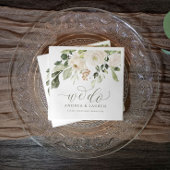 Eleganter Wedding Green Foliage Cocktail Weiß Serviette