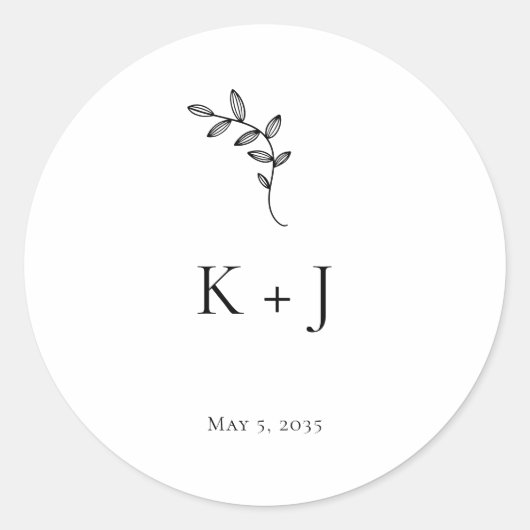 Eleganter Wedding Minimaler Umschlag Aufkleber (Vorderseite)