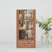 Eleganter Wedding Monogram Foto Strip QR Code Save The Date (Stehend Vorderseite)