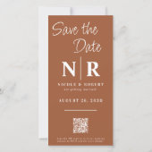 Eleganter Wedding Monogram Foto Strip QR Code Save The Date (Rückseite)