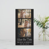 Eleganter Wedding Monogram Foto Strip QR Code Save The Date (Stehend Vorderseite)