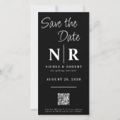 Eleganter Wedding Monogram Foto Strip QR Code Save The Date (Rückseite)