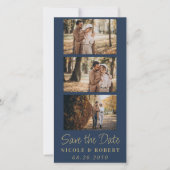 Eleganter Wedding Monogram Foto Strip QR Code Save The Date (Vorderseite)