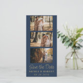 Eleganter Wedding Monogram Foto Strip QR Code Save The Date (Stehend Vorderseite)