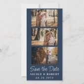 Eleganter Wedding Monogram Foto Strip QR Code Save The Date (Vorderseite)