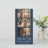 Eleganter Wedding Monogram Foto Strip QR Code Save The Date (Stehend Vorderseite)