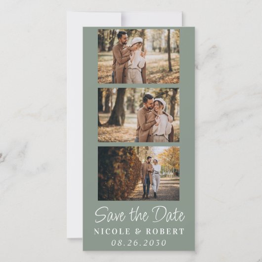 Eleganter Wedding Monogram Foto Strip QR Code Save The Date (Vorderseite)