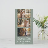 Eleganter Wedding Monogram Foto Strip QR Code Save The Date (Stehend Vorderseite)