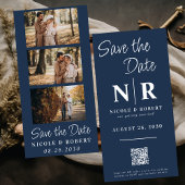 Eleganter Wedding Monogram Foto Strip QR Code Save The Date