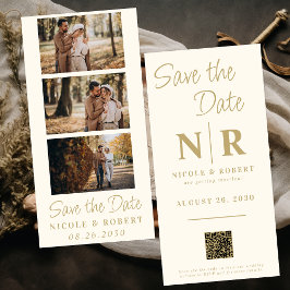 Eleganter Wedding Monogram Foto Strip QR Code Save The Date