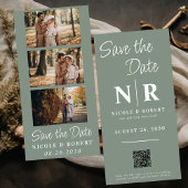 Eleganter Wedding Monogram Foto Strip QR Code Save The Date