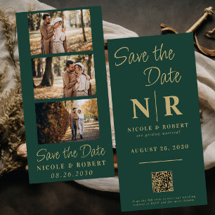 Eleganter Wedding Monogram Foto Strip QR Code Save The Date