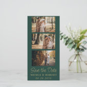 Eleganter Wedding Monogram Foto Strip QR Code Save The Date (Stehend Vorderseite)