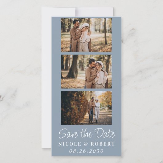 Eleganter Wedding Monogram Foto Strip QR Code Save The Date (Vorderseite)