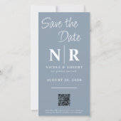 Eleganter Wedding Monogram Foto Strip QR Code Save The Date (Rückseite)