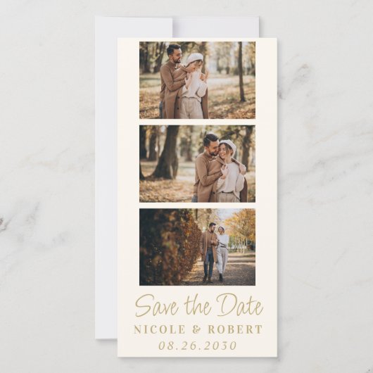 Eleganter Wedding Monogram Foto Strip QR Code Save The Date (Vorderseite)