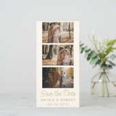 Eleganter Wedding Monogram Foto Strip QR Code Save The Date (Stehend Vorderseite)