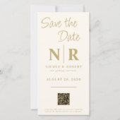 Eleganter Wedding Monogram Foto Strip QR Code Save The Date (Rückseite)