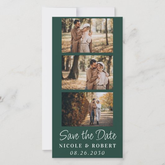 Eleganter Wedding Monogram Foto Strip QR Code Save The Date (Vorderseite)
