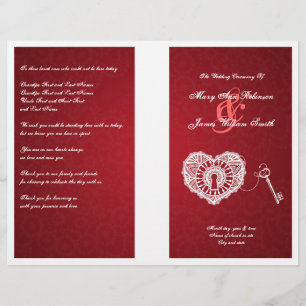 Eleganter Wedding Program Key für mein Herz Rot