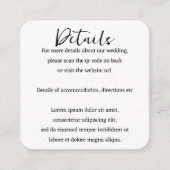 Eleganter Wedding Schlicht Simple QR Code Begleitkarte (Vorderseite)