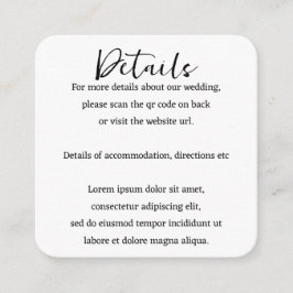 Eleganter Wedding Schlicht Simple QR Code Begleitkarte