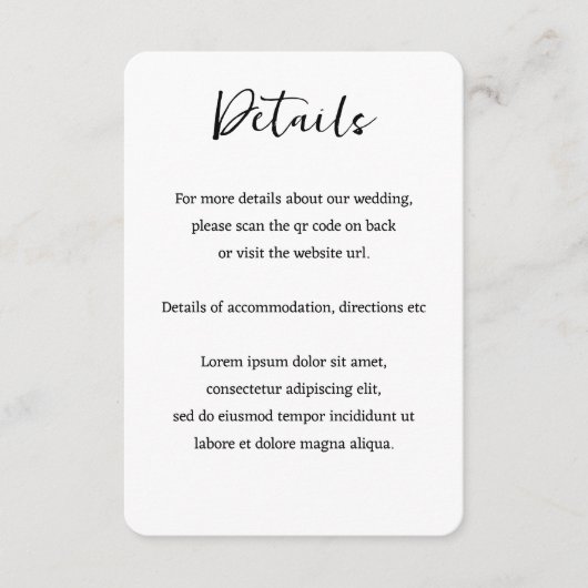 Eleganter Wedding Schlicht Simple QR Code Begleitkarte (Vorderseite)