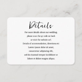 Eleganter Wedding Schlicht Simple QR Code Begleitkarte