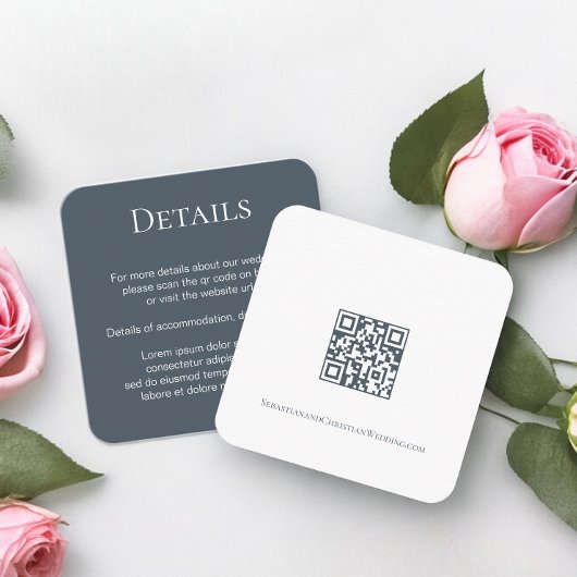 Eleganter Wedding Schlicht Simple QR Code Begleitkarte