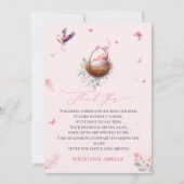 Eleganter weich rosa Storch Dankeschön Karte (Vorderseite)