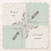 Eleganter weicher grüner Teetime mit literarischem Untersetzer (Vorderseite)