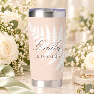 Eleganter weicher Pfirsich-weißer Farn-Brautjungfe Thermobecher