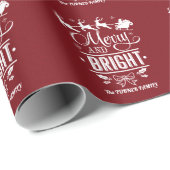 Eleganter Weihnachten "Merry and Bright" Roter Gli Geschenkpapier (Rolleneckpunkt)