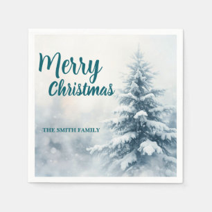 Eleganter Weihnachten Xmas Winter Tannenwald Hol Serviette