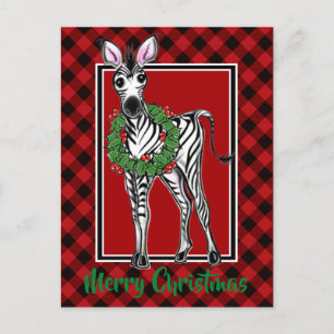 Eleganter Weihnachten Zebra Roter Schwarzer Feiert Postkarte