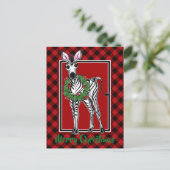 Eleganter Weihnachten Zebra Roter Schwarzer Feiert Postkarte (Stehend Vorderseite)