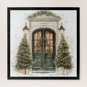 Eleganter Weihnachts-Braunstein-Tür Puzzle