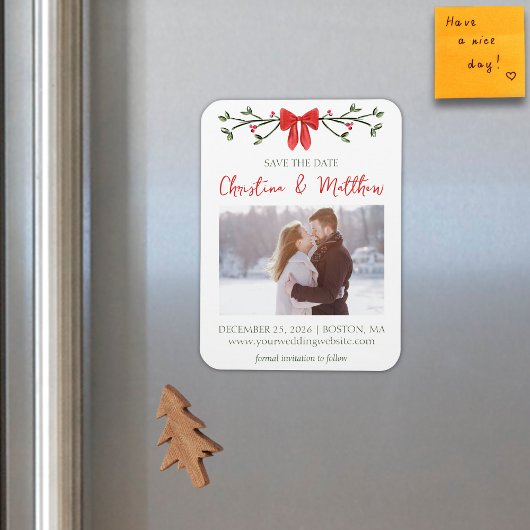 Eleganter Weihnachts-Chic Bow Simple Winter Magnet