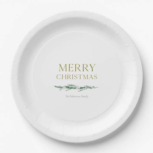 Eleganter Weihnachts-Evergreen personalisiert  Pappteller (Vorderseite)