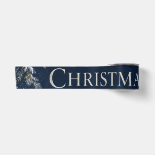 Eleganter Weihnachts Hirsch, Vintage-Waldgravur Satinband