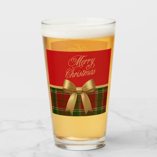 Eleganter Weihnachts-Karoglasbecher Glas (Vorne (Gefüllt))