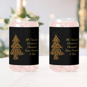 Eleganter Weihnachts-Leoparden-Baum-Design Dosenglas