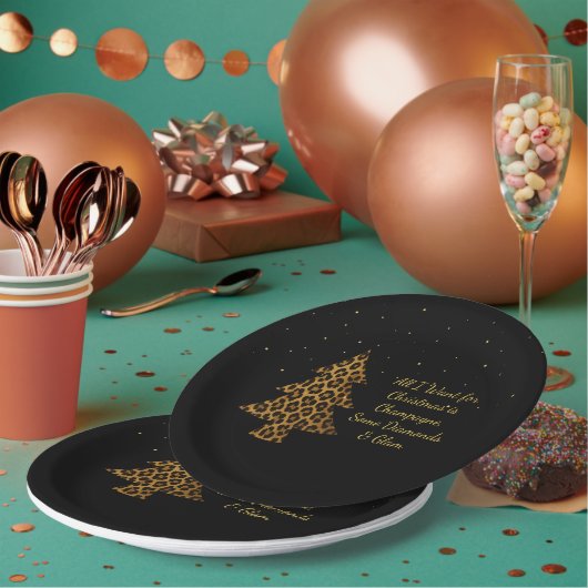 Eleganter Weihnachts-Leoparden-Baum-Design Pappteller (Multi)