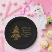 Eleganter Weihnachts-Leoparden-Baum-Design Pappteller (Party)