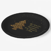 Eleganter Weihnachts-Leoparden-Baum-Design Pappteller (Schrägansicht)