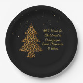 Eleganter Weihnachts-Leoparden-Baum-Design Pappteller (Vorderseite)