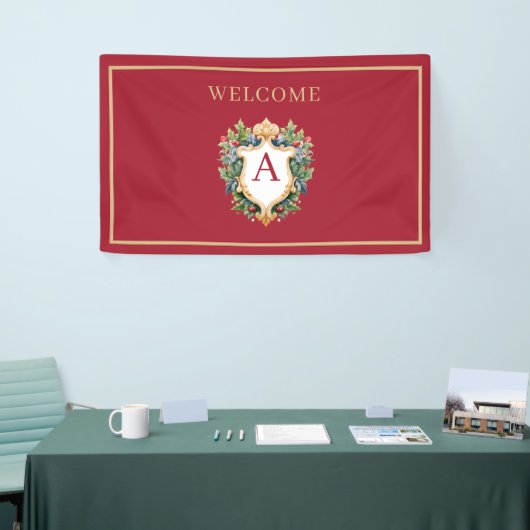Eleganter Weihnachts-Monogramm-Brief Banner (Messeveranstaltung)